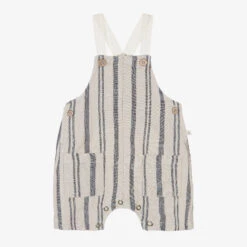 1 + In The Family Beige & Blue Striped Dungaree Shorts