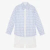 Abuela Tata Boys Blue Gingham Cotton Shorts Set
