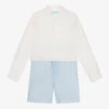 Abuela Tata Boys White & Blue Cotton Shorts Set