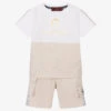 AIGNER Boys Beige Cotton Jersey Shorts Set