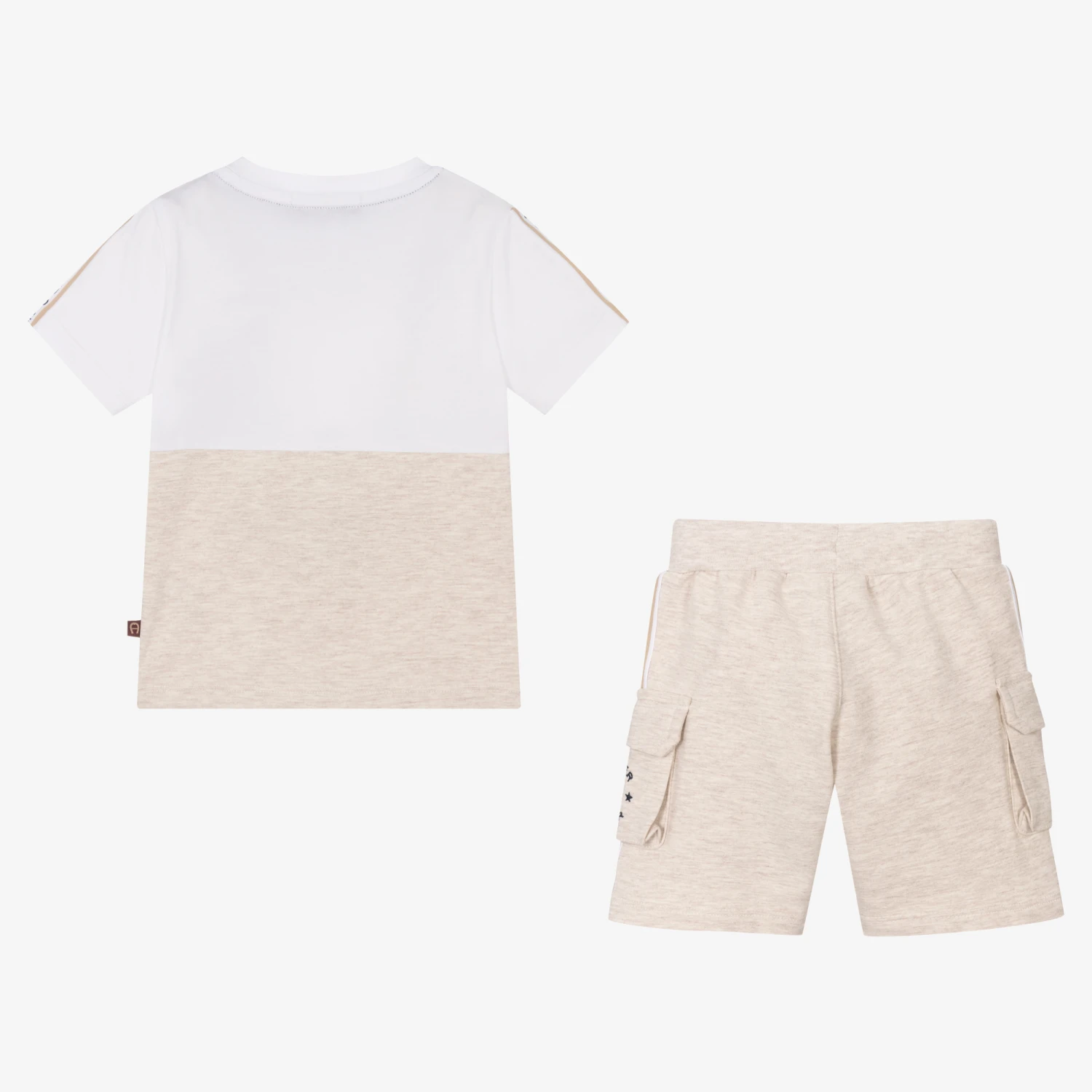 AIGNER Boys Beige Cotton Jersey Shorts Set 3 AIGNER Boys Beige Cotton Jersey Shorts Set - Image 3