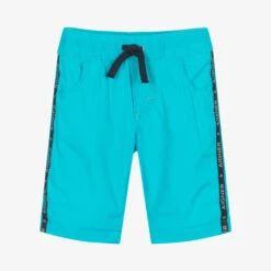 AIGNER Boys Blue Cotton Logo Shorts