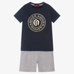 AIGNER Boys Blue & Grey Short Pyjamas