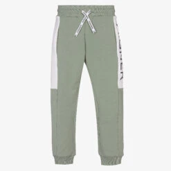 AIGNER Boys Green Cotton Logo Joggers