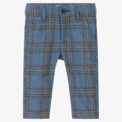 Alviero Martini Blue Check Wool Blend Trousers