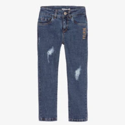 Alviero Martini Blue Distressed Logo Jeans