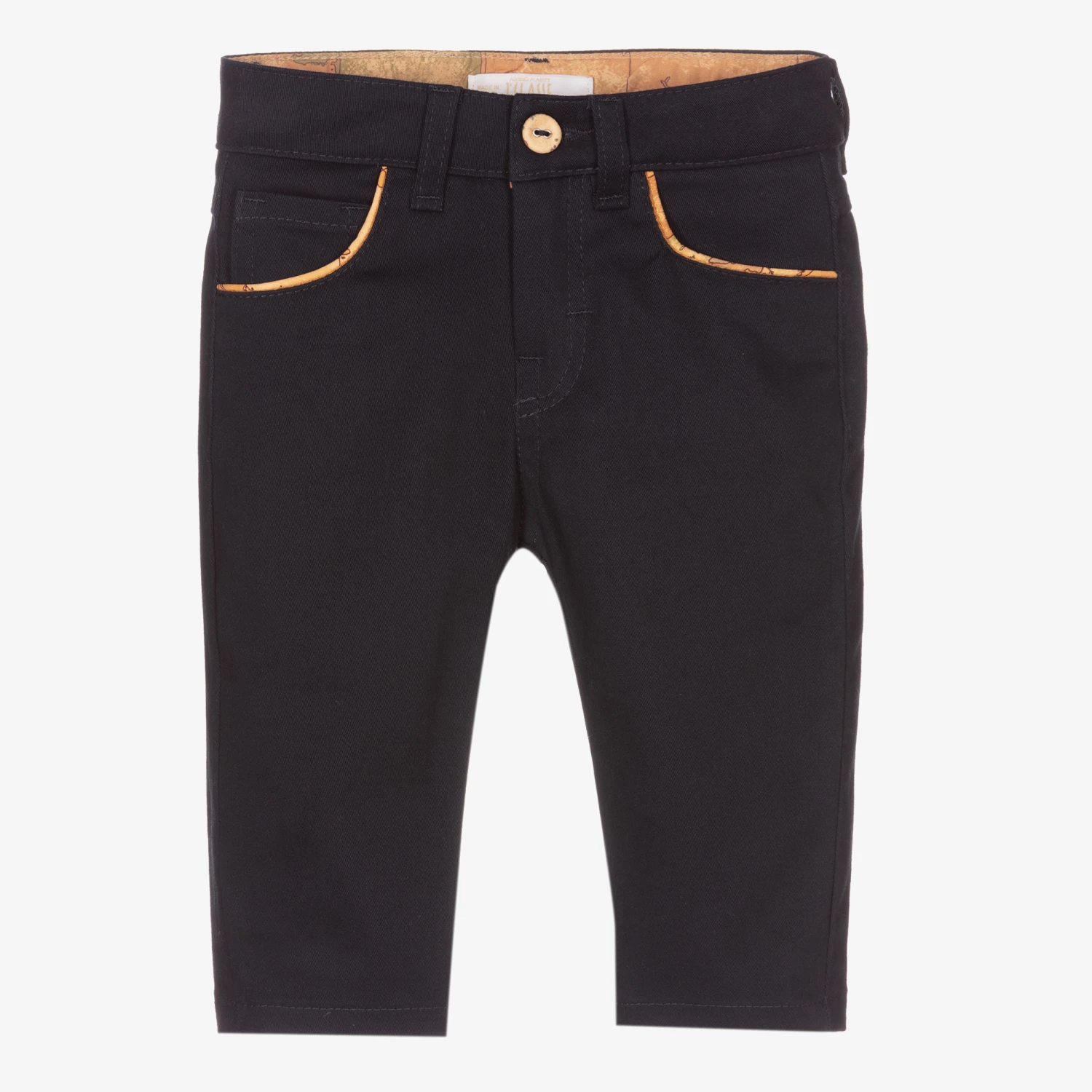 Alviero Martini Blue Geo Map Trim Trousers 1 Alviero Martini Blue Geo Map Trim Trousers