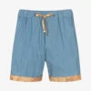 Alviero Martini Boys Blue Cotton Geo Map Shorts