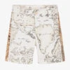 Alviero Martini Boys Ivory Cotton Geo Map Shorts