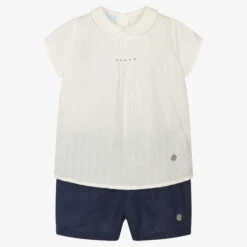 Artesanía Granlei Boys Blue Cotton Shorts Set
