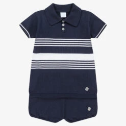 Artesanía Granlei Boys Blue Knitted Shorts Set