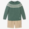 Artesanía Granlei Boys Green & Beige Shorts Set