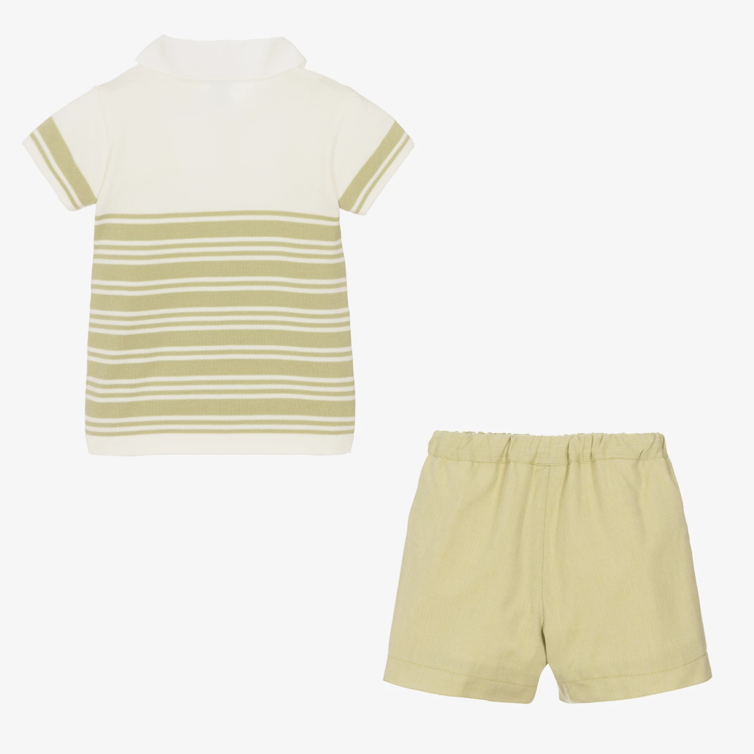 Artesanía Granlei Boys Green Stripe Cotton Shorts Set 4 Artesanía Granlei Boys Green Stripe Cotton Shorts Set - Image 4