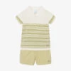 Artesanía Granlei Boys Green Stripe Cotton Shorts Set