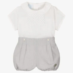 Artesanía Granlei Boys Grey Cotton Buster Suit