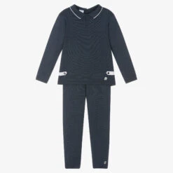 Artesanía Granlei Boys Navy Blue Knitted Trouser Set