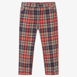 Artesanía Granlei Boys Red Check Cotton Trousers