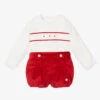 Artesanía Granlei Ivory & Red Velvet Shorts Set