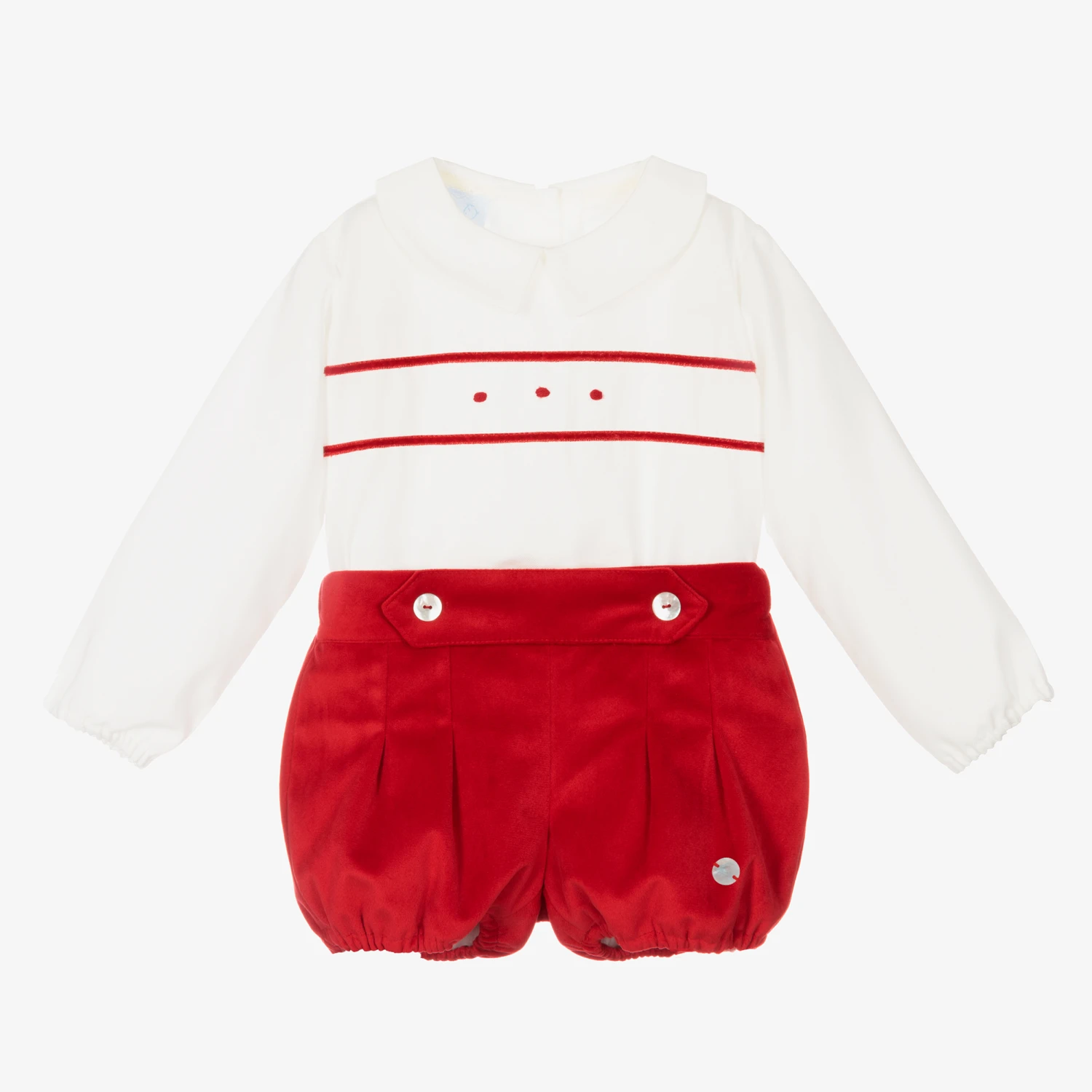 Artesanía Granlei Ivory & Red Velvet Shorts Set 1 Artesanía Granlei Ivory & Red Velvet Shorts Set