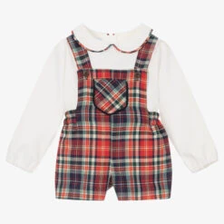 Artesanía Granlei White & Red Dungaree Shorts Set