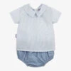 Babidu Blue & Ivory Cotton Shorts Set