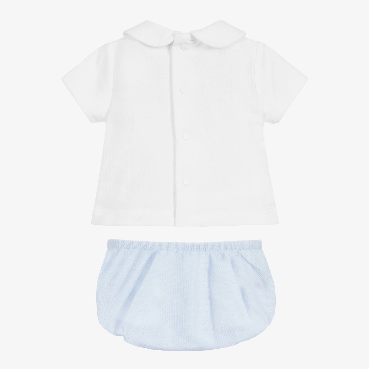 Babidu Blue & White Cotton Shorts Set 3 Babidu Blue & White Cotton Shorts Set - Image 3