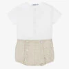 Babidu Boys Beige & White Cotton Shorts Set
