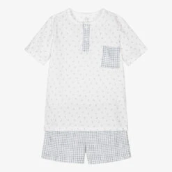 Babidu Boys Blue Cotton Check Short Pyjamas