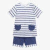 Babidu Boys Blue Stripe Shorts Set