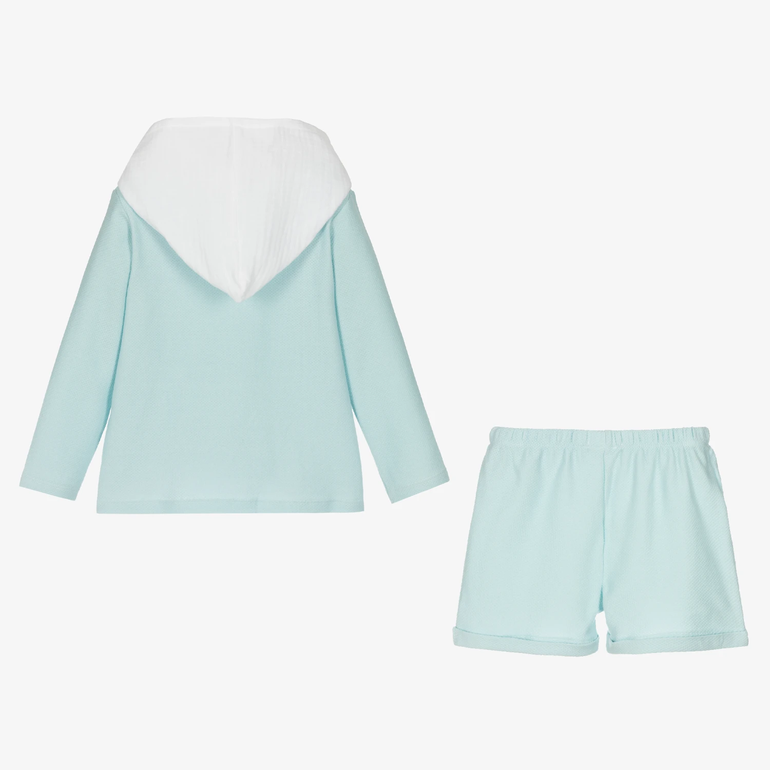 Babidu Boys Blue & White Cotton Shorts Set 3 Babidu Boys Blue & White Cotton Shorts Set - Image 3