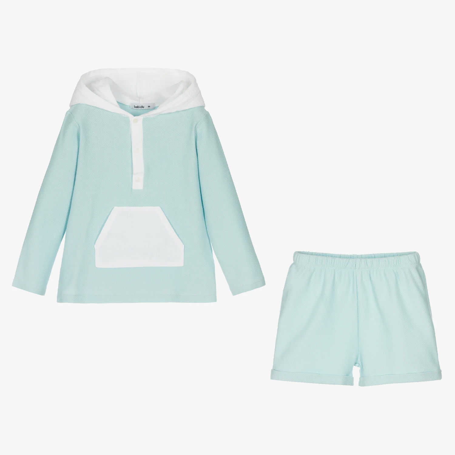 Babidu Boys Blue & White Cotton Shorts Set 2 Babidu Boys Blue & White Cotton Shorts Set - Image 2