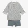 Babidu Boys Grey Striped Shorts Set