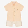 Babidu Boys Orange & Beige Cotton Short Set