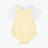Babidu Boys White & Yellow Cotton Dungarees Set