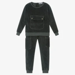 Babidu Grey Cotton Corduroy Tracksuit