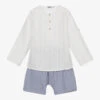 Babidu Ivory Shirt & Blue Shorts Set