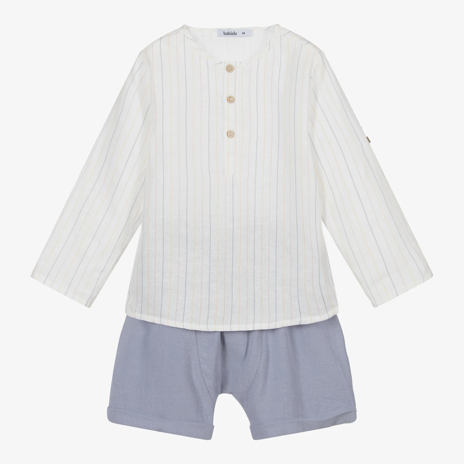 Babidu Ivory Shirt & Blue Shorts Set 1 Babidu Ivory Shirt & Blue Shorts Set