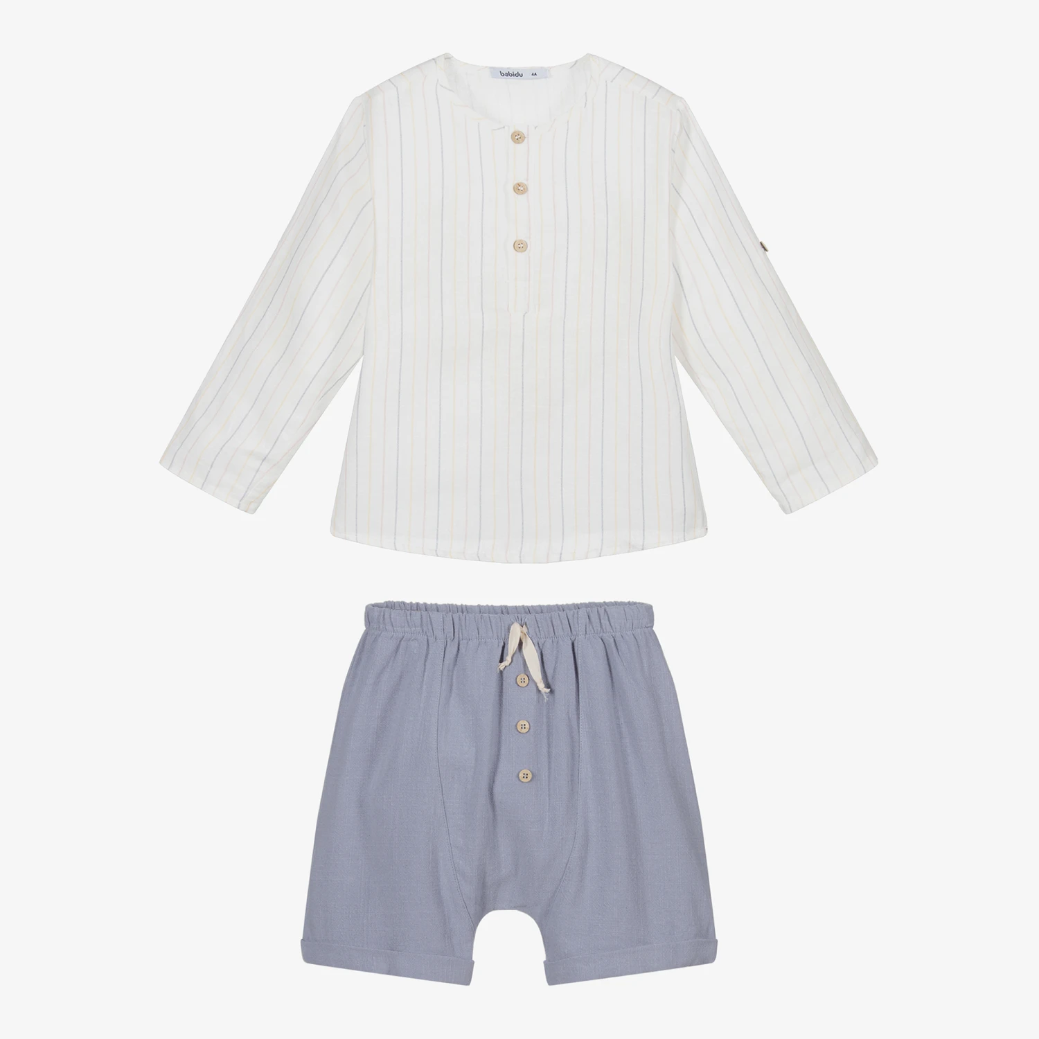 Babidu Ivory Shirt & Blue Shorts Set 3 Babidu Ivory Shirt & Blue Shorts Set - Image 3