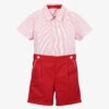 Beatrice & George Boys Red Cotton Shorts Set