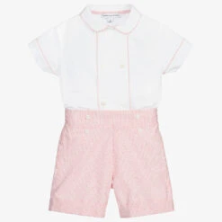 Beatrice & George Boys Red & White Cotton Buster Suit