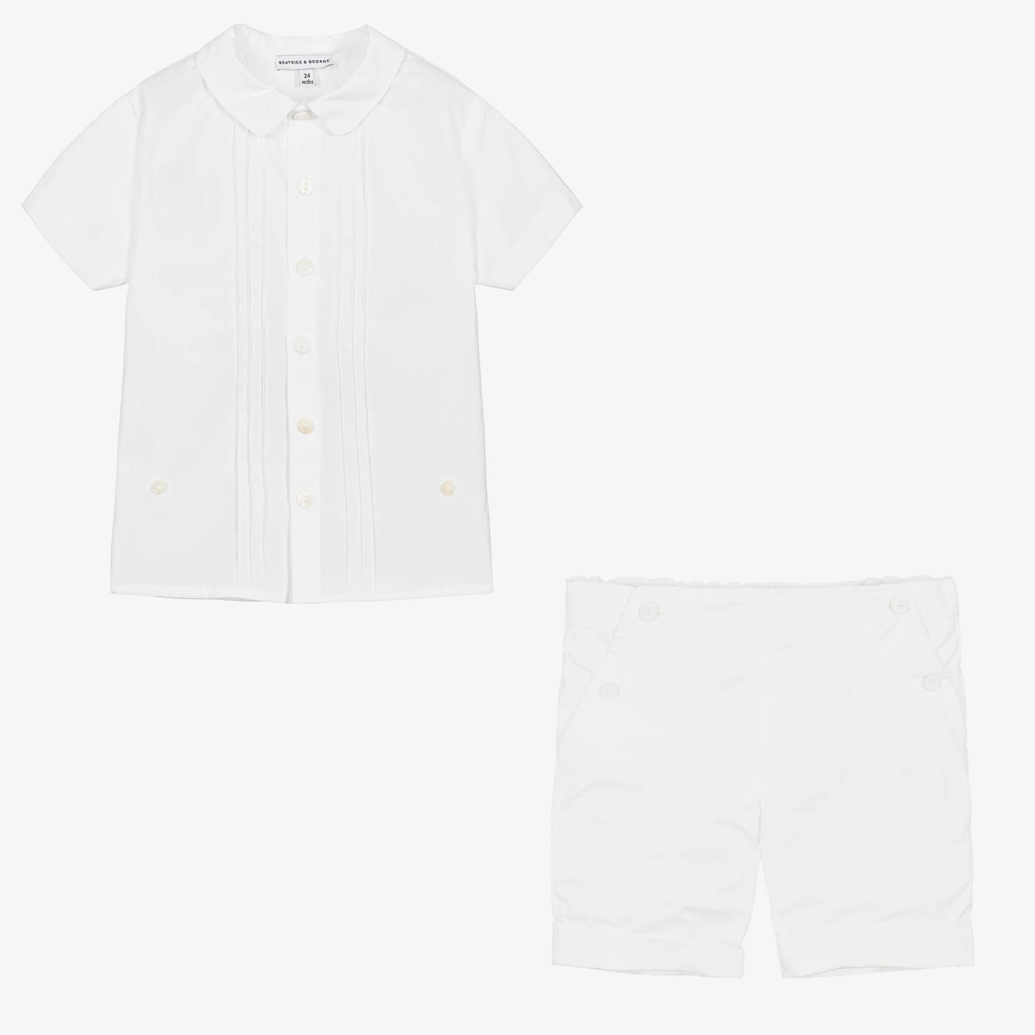 Beatrice & George Boys White Cotton Buster Suit 3 Beatrice & George Boys White Cotton Buster Suit - Image 3