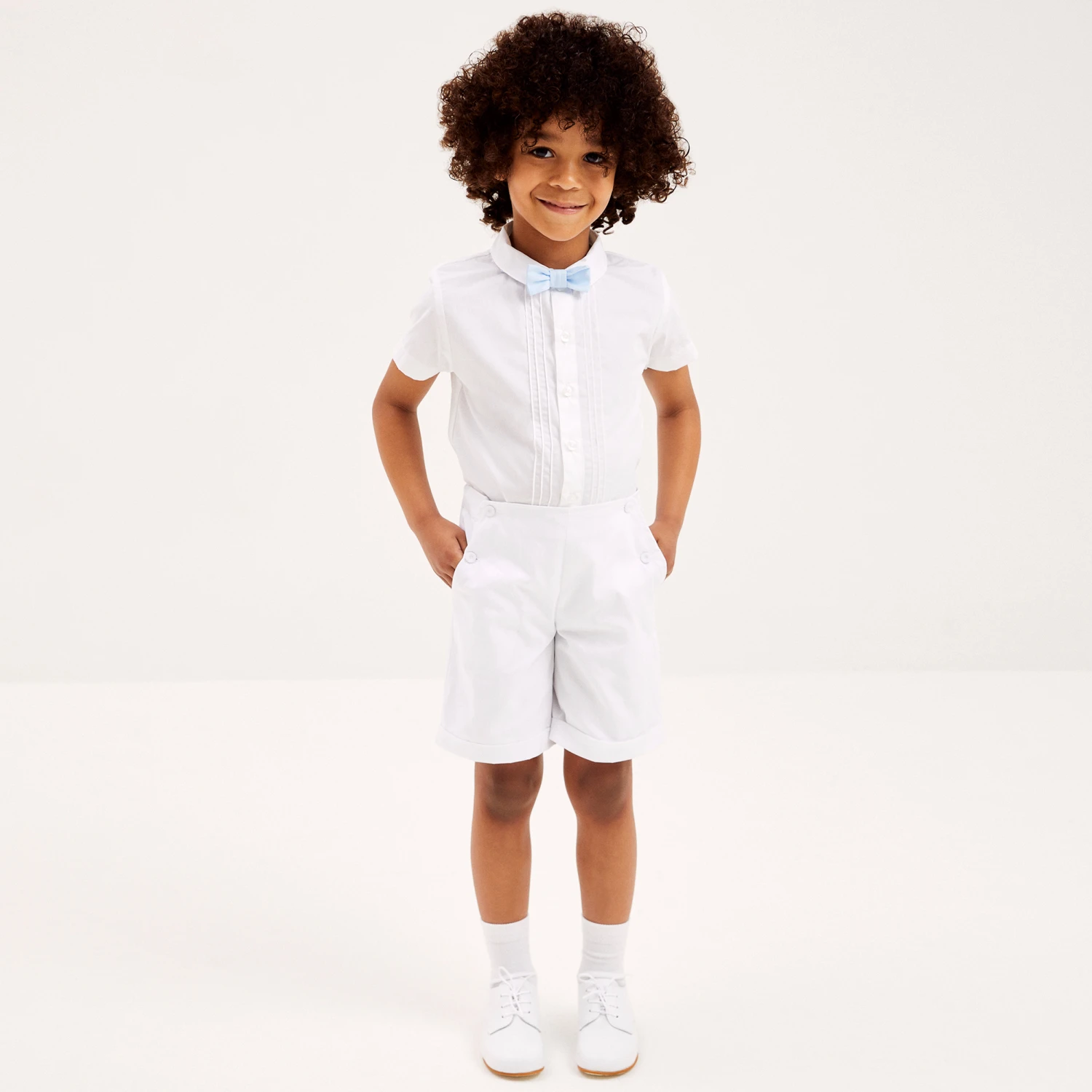 Beatrice & George Boys White Cotton Buster Suit 2 Beatrice & George Boys White Cotton Buster Suit - Image 2