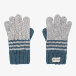 Boboli Blue & Grey Knitted Gloves