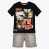 Boboli Boys Black & Grey Shorts Set
