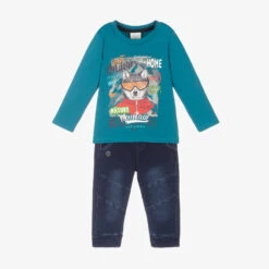 Boboli Boys Blue Top & Trouser Set