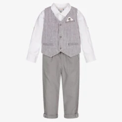 Boboli Boys Grey Linen Trouser Set
