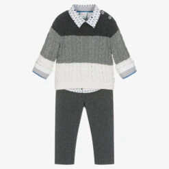 Boboli Boys Grey & White Trouser Set
