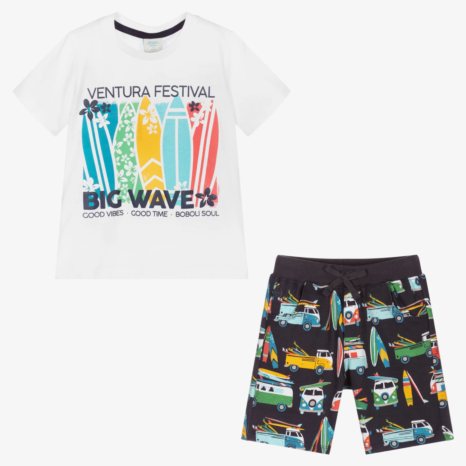 Boboli Boys White & Blue Shorts Set 2 Boboli Boys White & Blue Shorts Set - Image 2