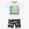 Boboli Boys White & Blue Shorts Set
