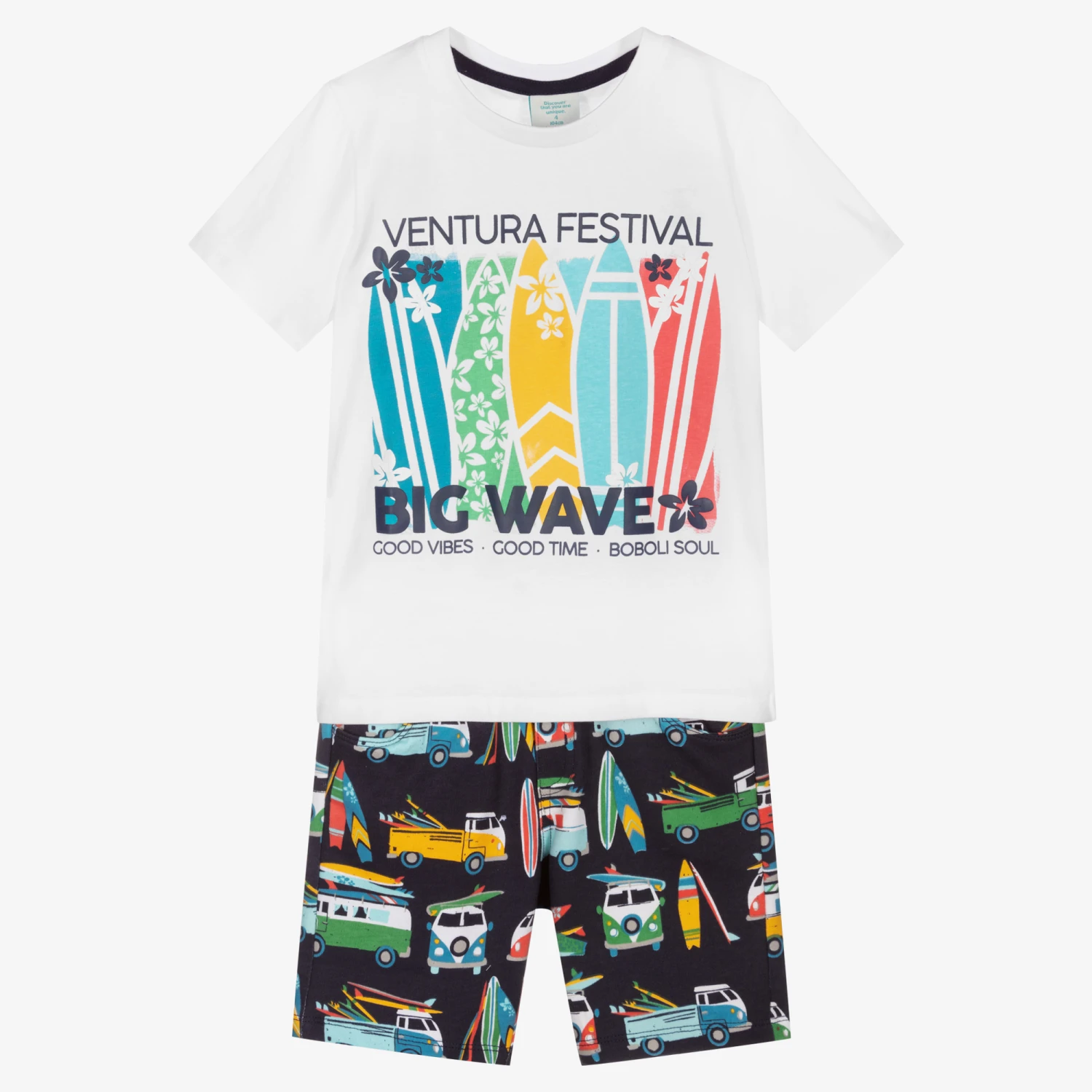 Boboli Boys White & Blue Shorts Set 1 Boboli Boys White & Blue Shorts Set